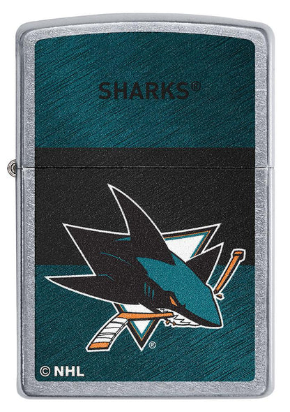 Front of NHL® San Jose Sharks Street Chrome™ Windproof Lighter