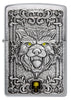 Front view of Zippo Wolf Emblem Design Brushed Chrome Windproof Lighter.