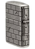 Back angle of Armor® Antique Silver Gargoyle Windproof Lighter showing the hinge side