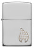 Front view of Armor® Sterling Silver Flame Emblem Windproof Lighter.