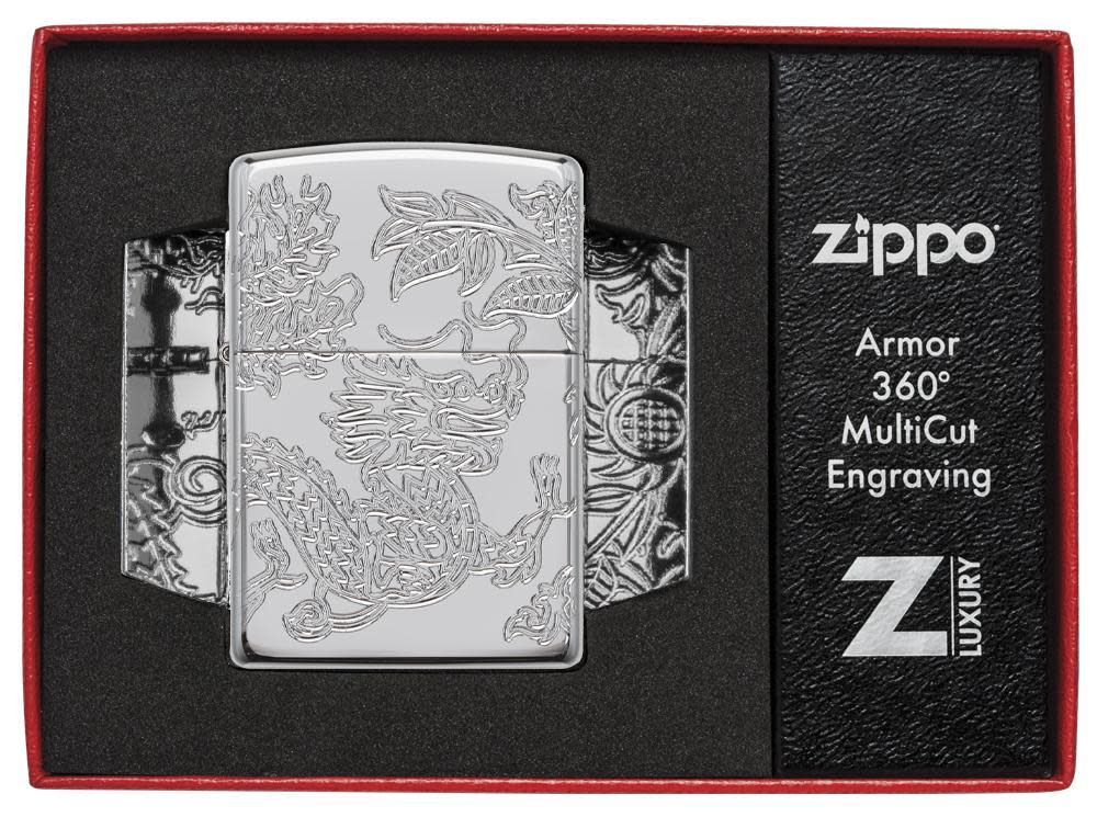ArmorÂ® Dragon and Phoenix Design Windproof Lighter in its packaging