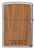 Back view of WOODCHUCK USA Mountains Brushed Chrome Windproof Lighter.