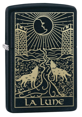 Wolf Tarot Card Design Windproof Lighter 3/4 View