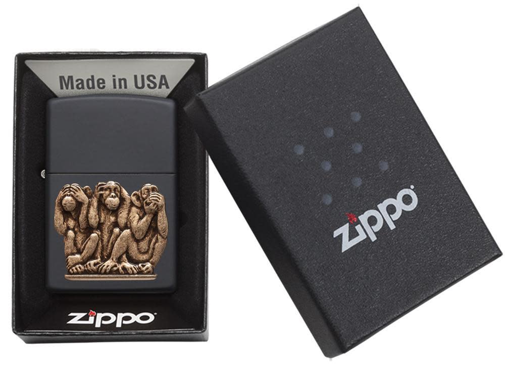 Zippo Three Monkeys Emblem Windproof Lighter | Zippo USA