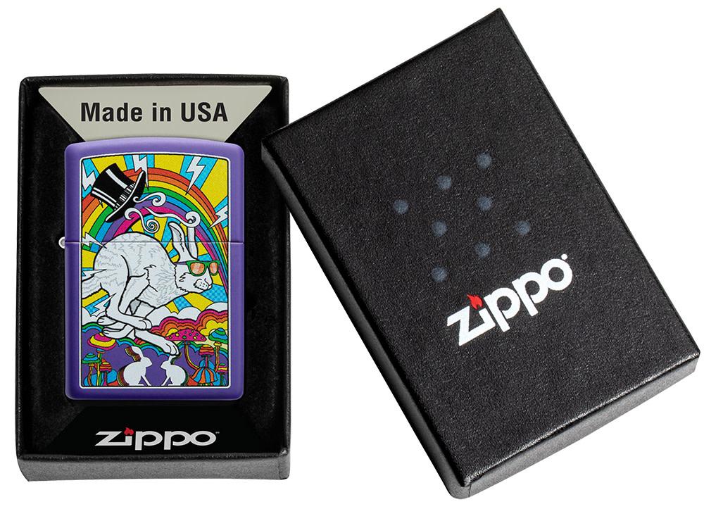 White Rabbit Design Purple Matte Windproof Lighter | Zippo USA