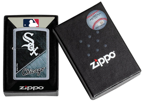 MLB™ Chicago White Sox™ Street Chrome™ Windproof Lighter in its packaging.