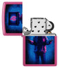 Zippo Flame TV Man Design Frequency Windproof Lighter with its lid open and unlit.