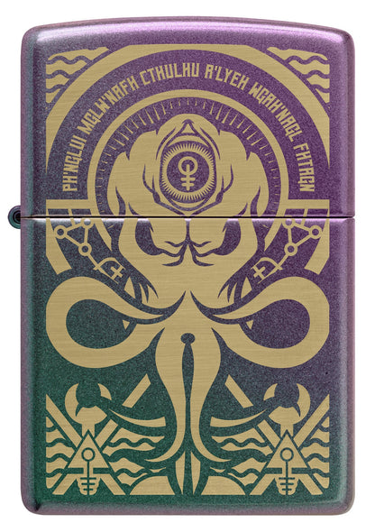 Front view of Zippo Evil Design Iridescent Windproof Lighter.