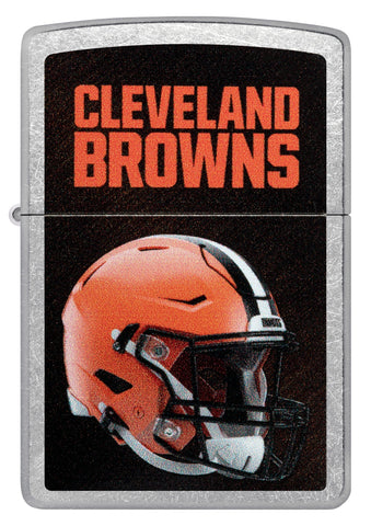 Front shot of NFL Cleveland Browns Helmet Street Chrome Windproof Lighter.
