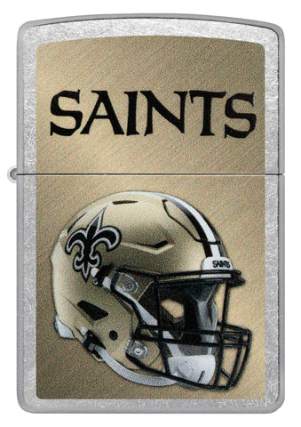 Front shot of NFL New Orleans Saints Helmet Street Chrome Windproof Lighter.