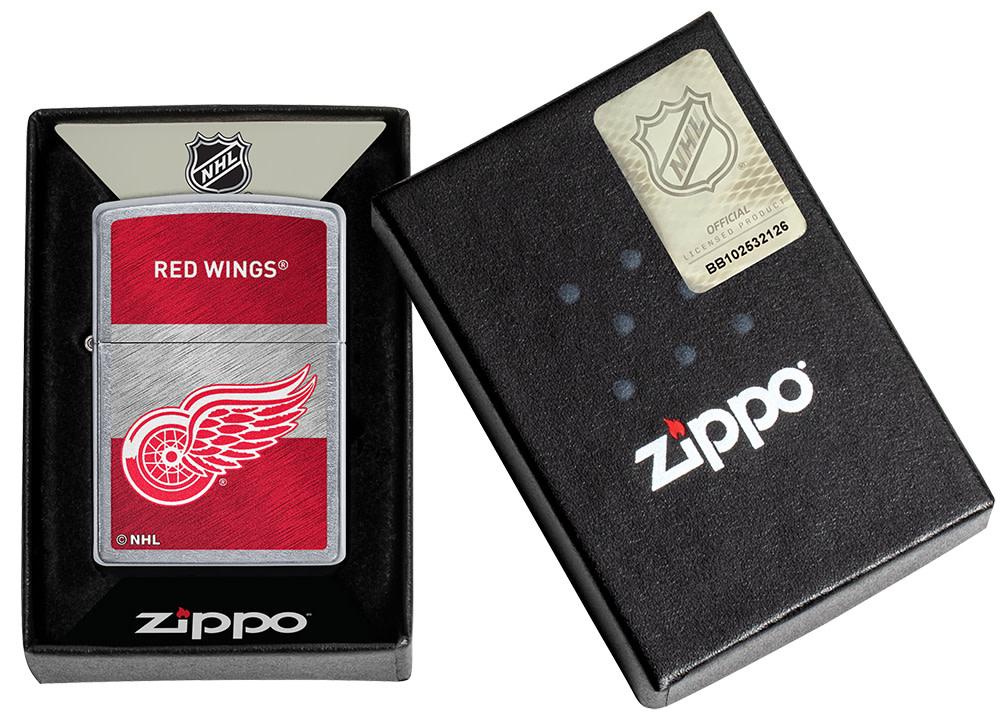 NHL® Detroit Red Wings Street Chrome™ Windproof Lighter in its packaging