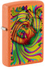 Front shot of Zippo Sunglass Woman Design Orange Matte Windproof Lighter standing at a 3/4 angle.