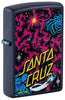 Front shot of Santa Cruz Outer Space Galaxy Design Navy Matte Windproof Lighter standing at a 3/4 angle.