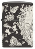 Front shot of Laser 360° Pirates Treasure Design High Polish Black Windproof Lighter.