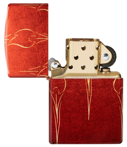 Ombre Zippo Flames 540 Fusion Windproof Lighter with its lid open and unlit.