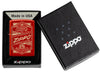 Zippo It Works Design Metallic Red Windproof Lighter in its packaging.