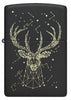 Front shot of Deer Constellation Design Black Matte Windproof Lighter.