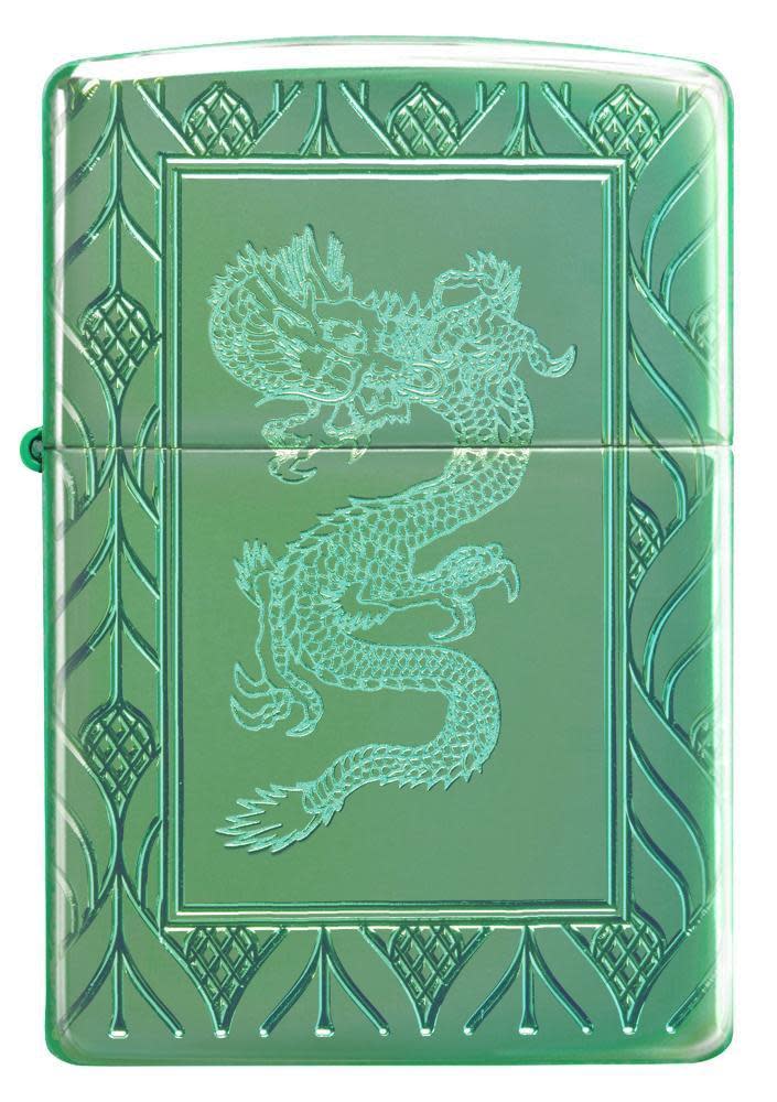 Front view of Armor® High Polish Green Elegant Dragon