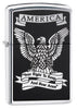 Black and White Americana High Polish Chrome Windproof Lighter 3/4 View