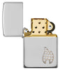 Armor® Sterling Silver Flame Emblem Windproof Lighter with its lid open and unlit.