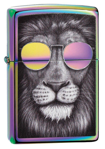 Front shot of Spectrum Lion in Sunglasses Windproof Lighter standing at a 3/4 angle