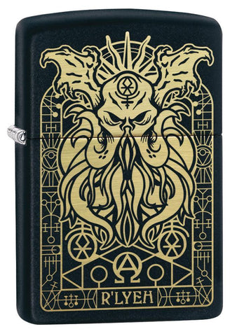 Front shot of Zippo Windproof Cthulhu Lighter standing at a 3/4 angle