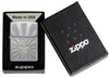 Zippo Star Design Brushed Chrome Windproof Lighter in its packaging.