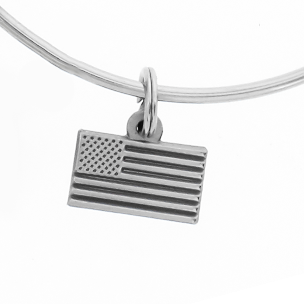 Zippo lighter charm bracelet - detail view of American flag charm