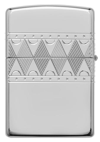 Back view of Armor® Sterling Silver Diamond Pattern Design Windproof Lighter.