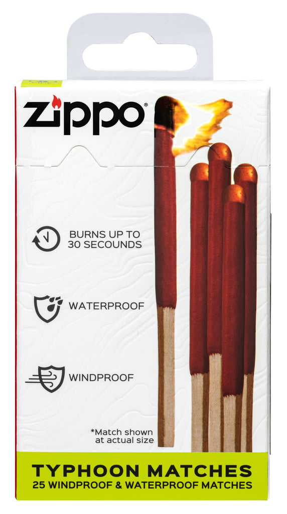 Front of Zippo Outdoor - Typhoon Matches in its packaging
