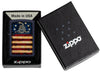 Zippo Don't Tread On Me US Flag Navy Matte Windproof Lighter in its packaging.