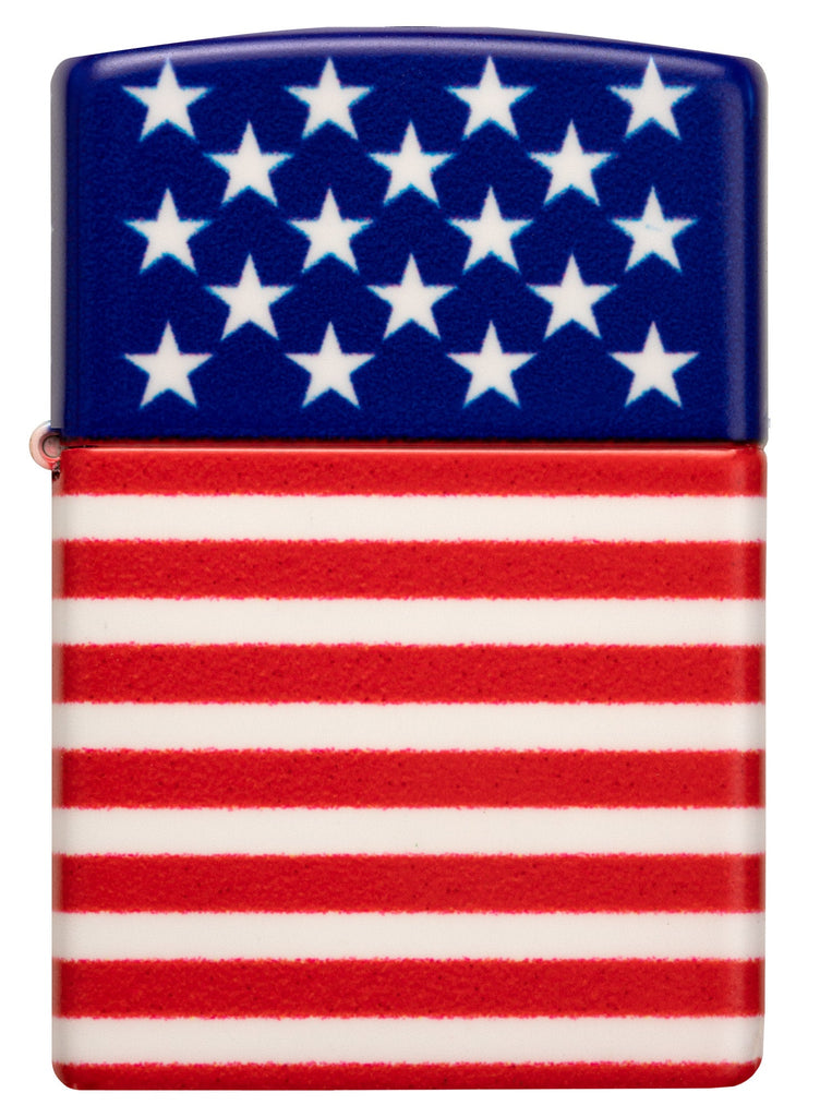 Front view of Zippo Stars and Stripes Flag Design 540 Color Matte Windproof Lighter.