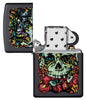 Lighter Innards Design Black Matte Windproof Lighter with its lid open and unlti