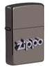 Front shot of Zippo 3D Logo Design Black Ice® Windproof Lighter standing at a 3/4 angle
