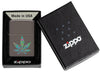 Zippo Funky Cannabis Design Black Ice Windproof Lighter in its packaging.