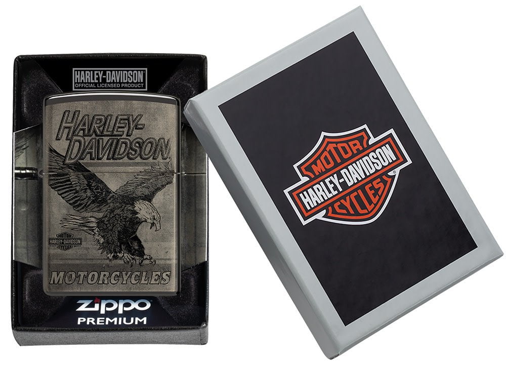 Zippo Harley-Davidson Eagle Photo Image 360° High Polish Black 