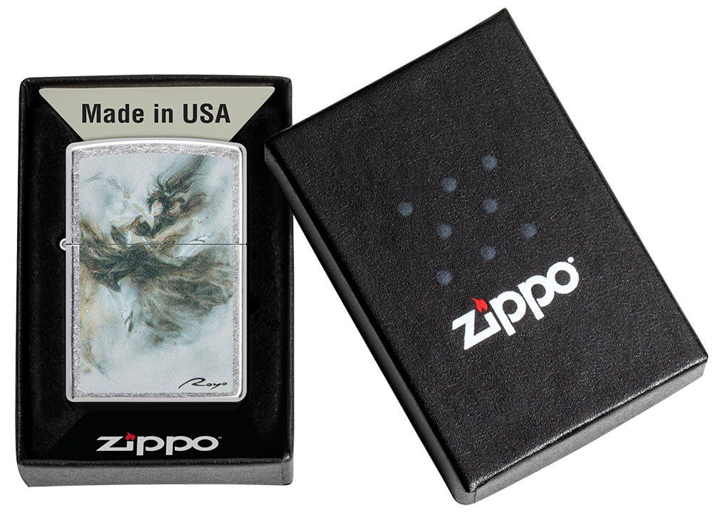 Luis Royo Design Street Chromeâ„¢ Windproof Lighter in its packaging.
