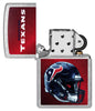 NFL Houston Texans Helmet Street Chrome Windproof Lighter with its lid open and unlit.