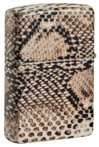 Back view of Snake Skin 540 Color Windproof Lighter standing at a 3/4 angle.