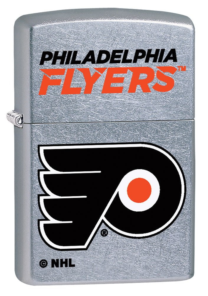 Front shot of NHL Philadelphia Flyers Street Chrome™ Windproof Lighter standing at a 3/4 angle