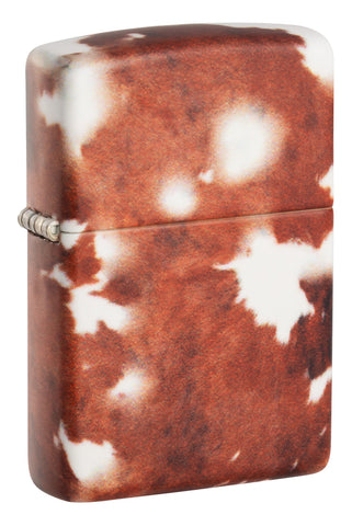 Front shot of Cow Print Design 540 Color Windproof Lighter standing at a 3/4 angle.
