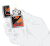MLB™ Baltimore Orioles™ Street Chrome™ Windproof Lighter lit in hand.