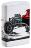 Front shot of Zippo Hot Rod Design 540 Color Matte Windproof Lighter standing at a 3/4 angle.