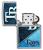 MLB™ Tampa Bay Rays™ Street Chrome™ Windproof Lighter with its lid open and unlit.