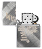 Jim Beam® Logo Diagonal Weave Windproof Lighter with its lid open and unlit