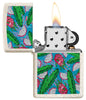 Dragon Fruit Design Mercury Glass Windproof Lighter with its lid open and lit