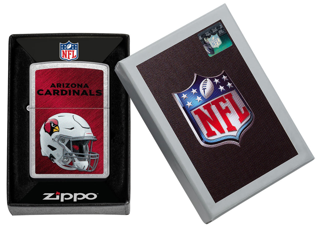 NFL Arizona Cardinals Helmet Street Chrome Windproof Lighter in its packaging.