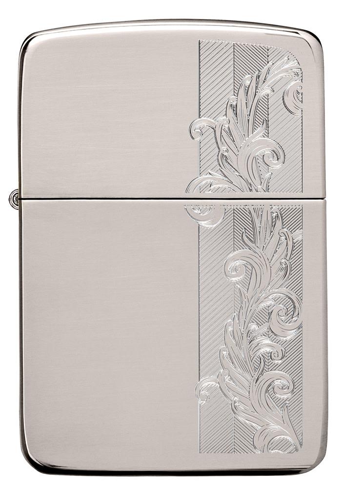Front view of 1941 Replica Sterling Silver Herringbone Filigree Design Windproof Lighter
