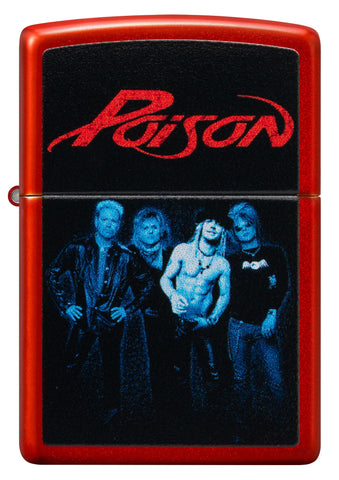 Front shot of Poison Design Metallic Red Windproof Lighter.