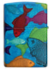 Fishy Design 540 Color Windproof Lighter with its lid open and unlit.